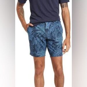 Johnnie-O Men's Roxbury Chambray Printed Hawaiian floral blue Shorts size 35 NWT